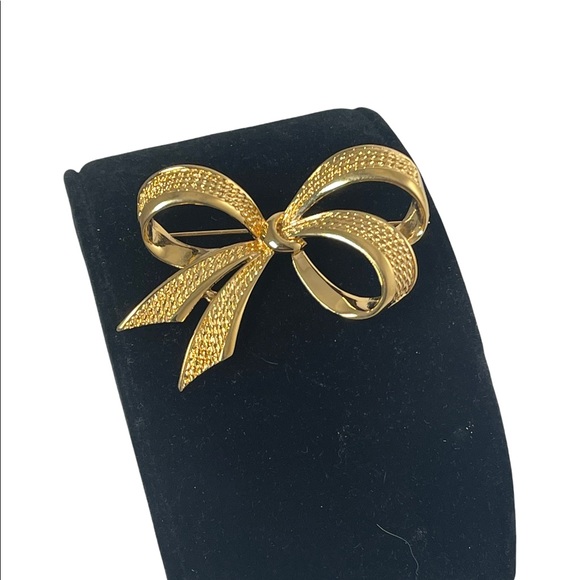 Vintage gold NINA RICCI bow brooch large - Picture 6 of 7